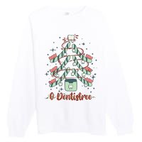 Dental Hygienist Xmas Tree Funny Christmas Dental Assistant Premium Crewneck Sweatshirt