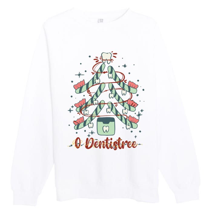 Dental Hygienist Xmas Tree Funny Christmas Dental Assistant Premium Crewneck Sweatshirt