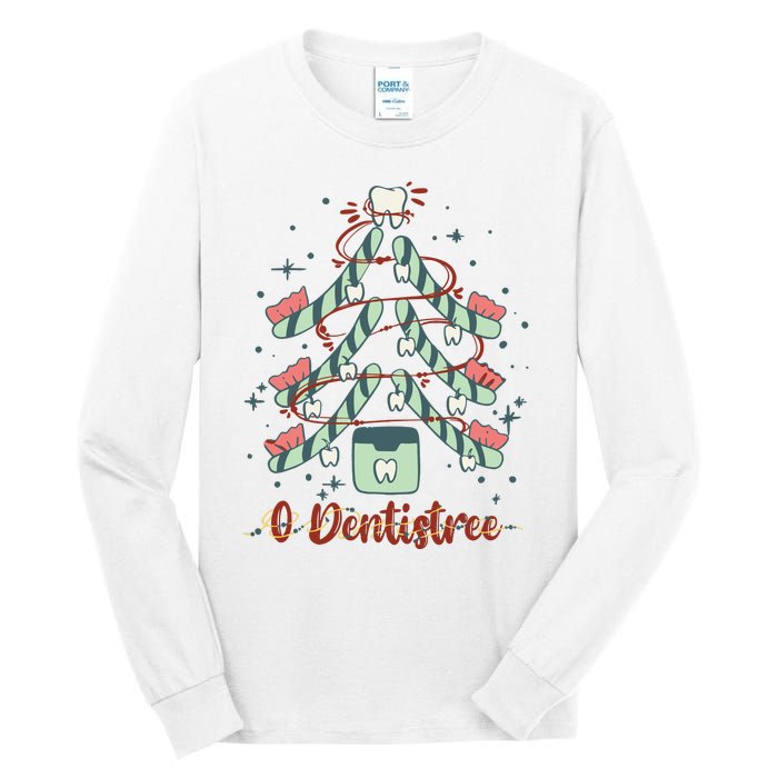 Dental Hygienist Xmas Tree Funny Christmas Dental Assistant Tall Long Sleeve T-Shirt