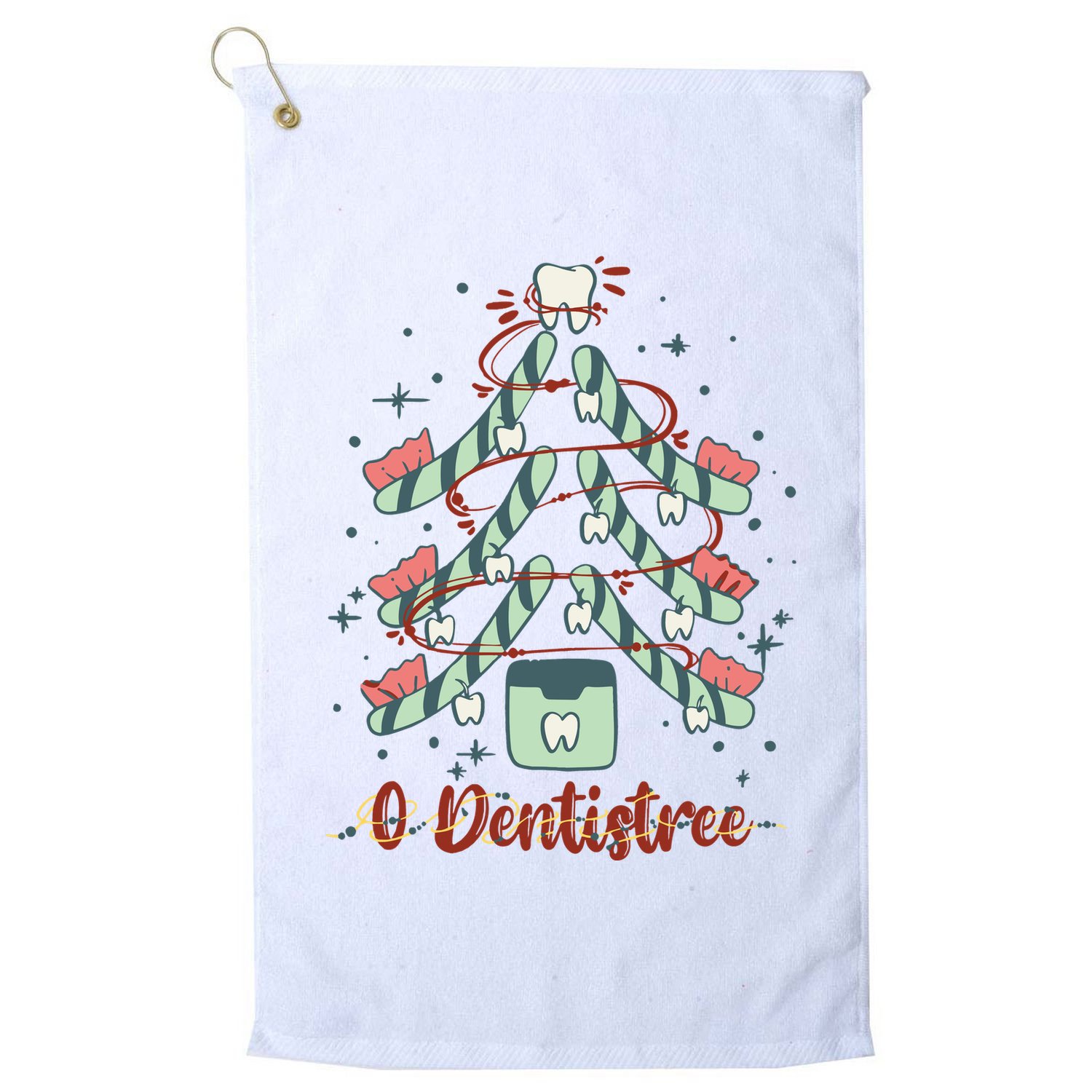 Dental Hygienist Xmas Tree Funny Christmas Dental Assistant Golf Towel