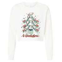 Dental Hygienist Xmas Tree Funny Christmas Dental Assistant Cropped Pullover Crew