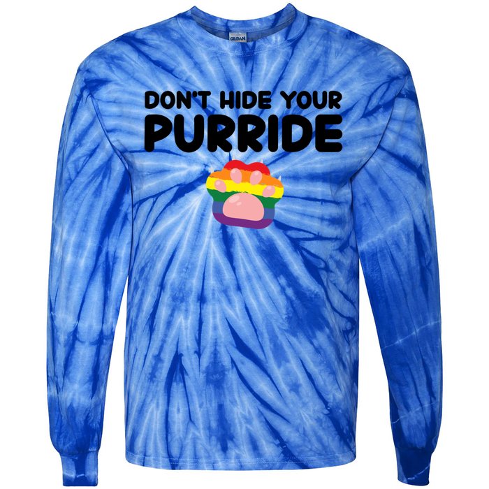 DonT Hide Your Pride Funny Gift Pride Ally Cat Purride Gift Tie-Dye Long Sleeve Shirt