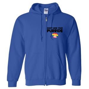 DonT Hide Your Pride Funny Gift Pride Ally Cat Purride Gift Full Zip Hoodie