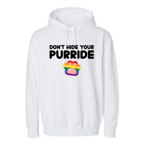 DonT Hide Your Pride Funny Gift Pride Ally Cat Purride Gift Garment-Dyed Fleece Hoodie