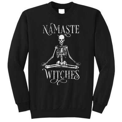 Distressed Halloween Yoga Skeleton Namaste Witches Sweatshirt