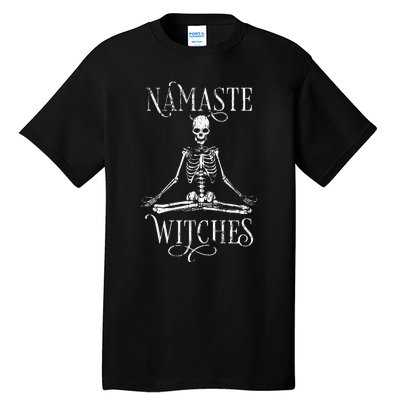 Distressed Halloween Yoga Skeleton Namaste Witches Tall T-Shirt