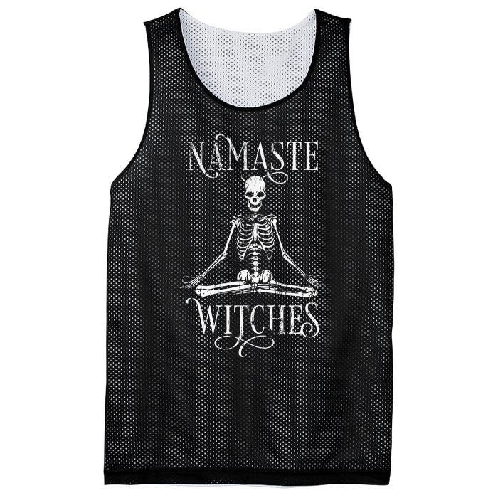 Distressed Halloween Yoga Skeleton Namaste Witches Mesh Reversible Basketball Jersey Tank