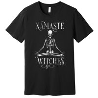 Distressed Halloween Yoga Skeleton Namaste Witches Premium T-Shirt