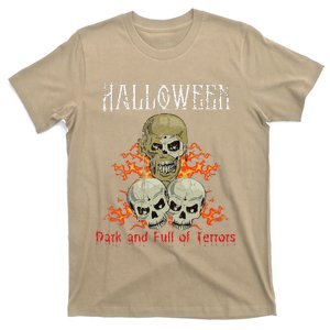 Dark Halloween Zombie Skull Horror Occult Gothic Distressed T-Shirt