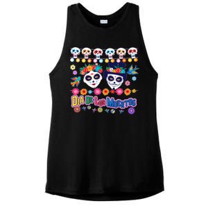 Dia De Los Muertos  Day of the Dead Ladies PosiCharge Tri-Blend Wicking Tank