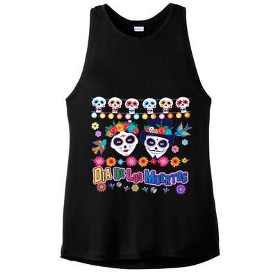 Dia De Los Muertos  Day of the Dead Ladies PosiCharge Tri-Blend Wicking Tank