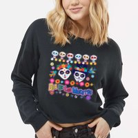 Dia De Los Muertos  Day of the Dead Cropped Pullover Crew