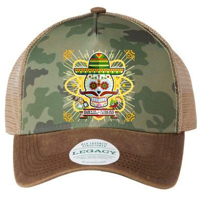 Dia De Los Muertos Day of the Dead Sugar Skull Legacy Tie Dye Trucker Hat