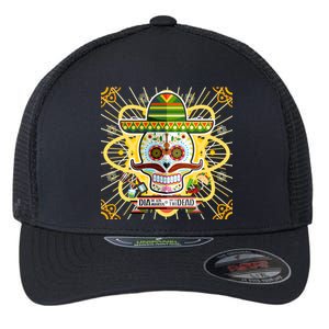 Dia De Los Muertos Day of the Dead Sugar Skull Flexfit Unipanel Trucker Cap