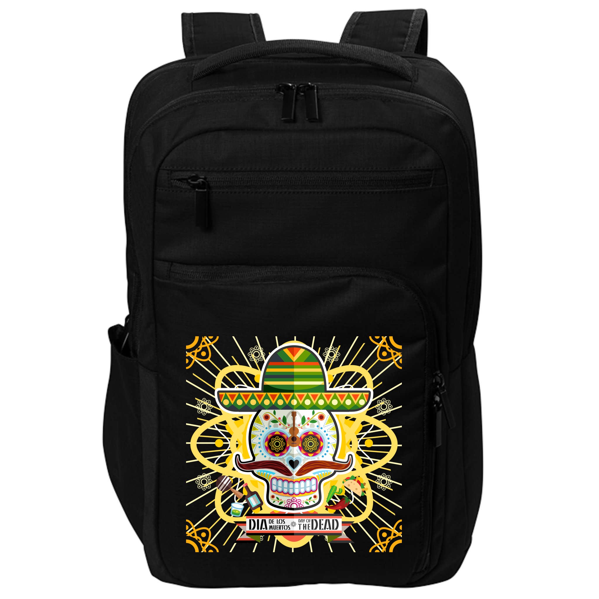 Dia De Los Muertos Day of the Dead Sugar Skull Impact Tech Backpack