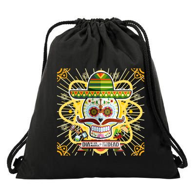 Dia De Los Muertos Day of the Dead Sugar Skull Drawstring Bag