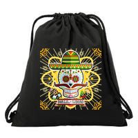 Dia De Los Muertos Day of the Dead Sugar Skull Drawstring Bag