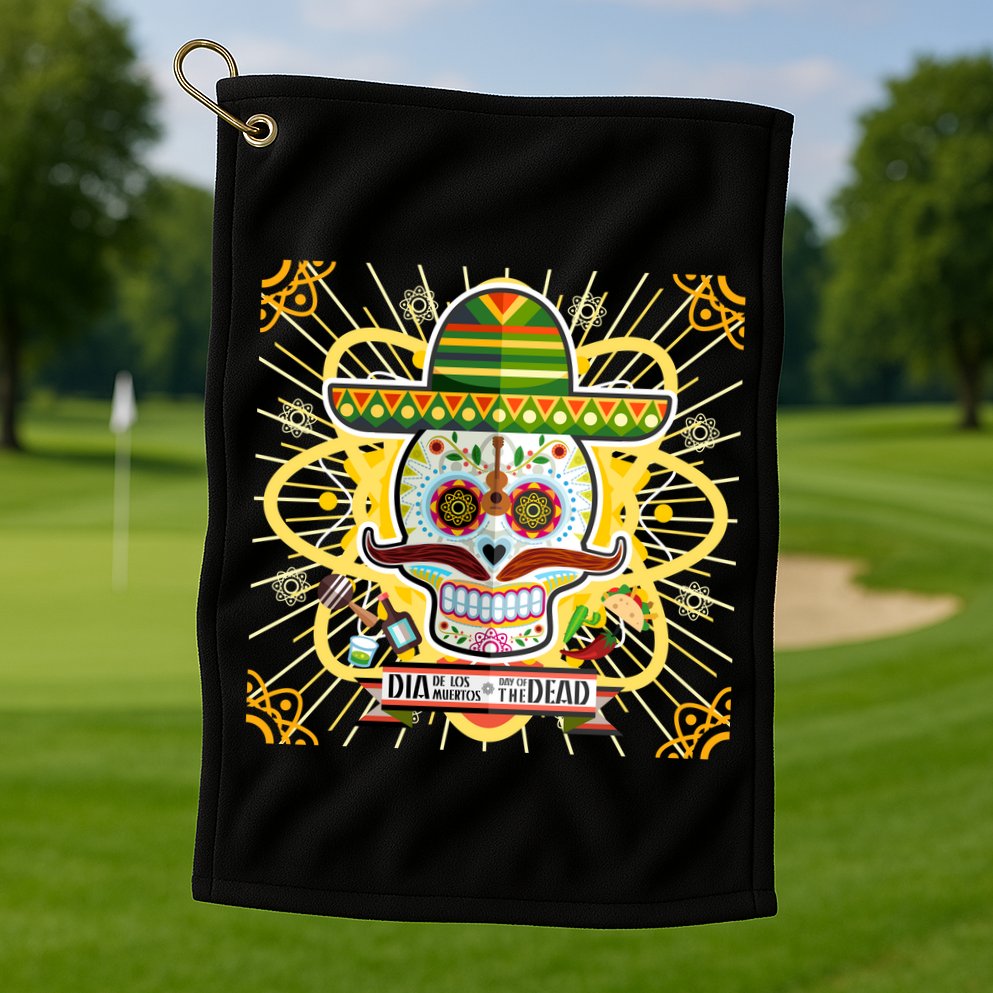 Dia De Los Muertos Day of the Dead Sugar Skull Golf Towel