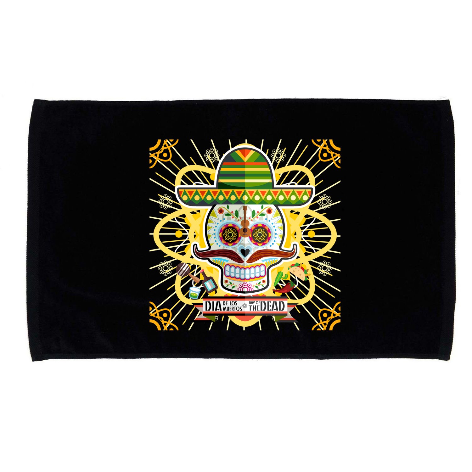 Dia De Los Muertos Day of the Dead Sugar Skull Microfiber Hand Towel