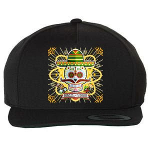 Dia De Los Muertos Day of the Dead Sugar Skull Wool Snapback Cap