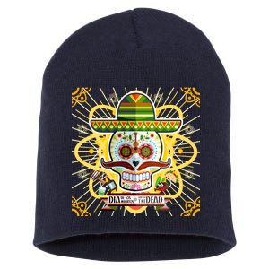 Dia De Los Muertos Day of the Dead Sugar Skull Short Acrylic Beanie