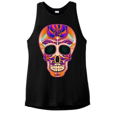 Dia de Muertos Mexican Skull Ladies PosiCharge Tri-Blend Wicking Tank