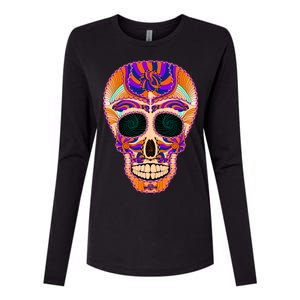 Dia de Muertos Mexican Skull Womens Cotton Relaxed Long Sleeve T-Shirt