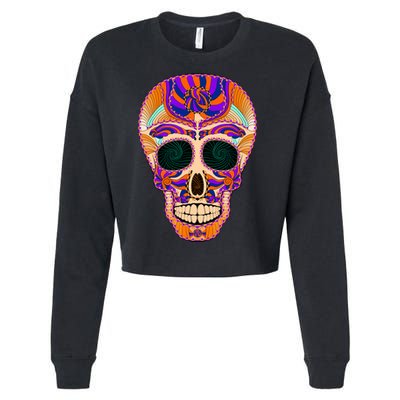 Dia de Muertos Mexican Skull Cropped Pullover Crew