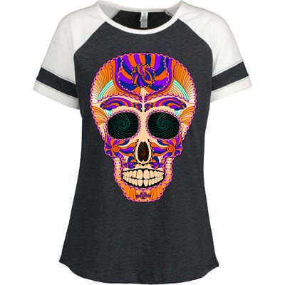 Dia de Muertos Mexican Skull Enza Ladies Jersey Colorblock Tee