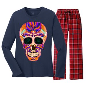 Dia de Muertos Mexican Skull Women's Long Sleeve Flannel Pajama Set 