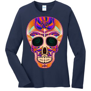 Dia de Muertos Mexican Skull Ladies Long Sleeve Shirt