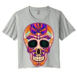 Dia de Muertos Mexican Skull Women's Crop Top Tee