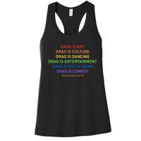 Drag Is Art Drag Is Culture Drag Is Not A Crime LGBT Pride Women's Racerback Tank