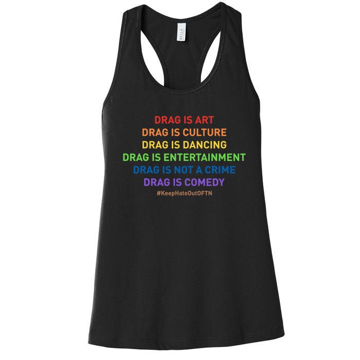 Drag Is Art Drag Is Culture Drag Is Not A Crime LGBT Pride Women's Racerback Tank