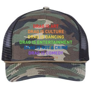 Drag Is Art Drag Is Culture Drag Is Not A Crime LGBT Pride Retro Rope Trucker Hat Cap