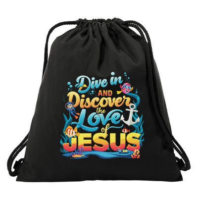 Dive In And Discover The Love Of Jesus Scuba Diving Vbs 2024 Drawstring Bag