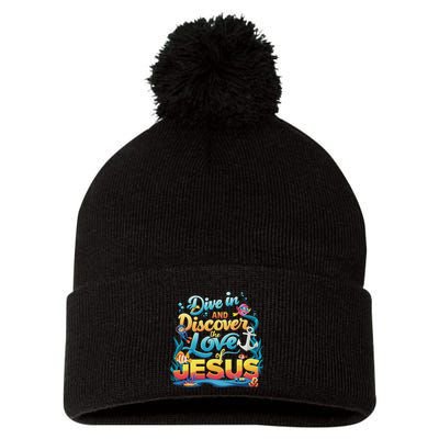 Dive In And Discover The Love Of Jesus Scuba Diving Vbs 2024 Pom Pom 12in Knit Beanie