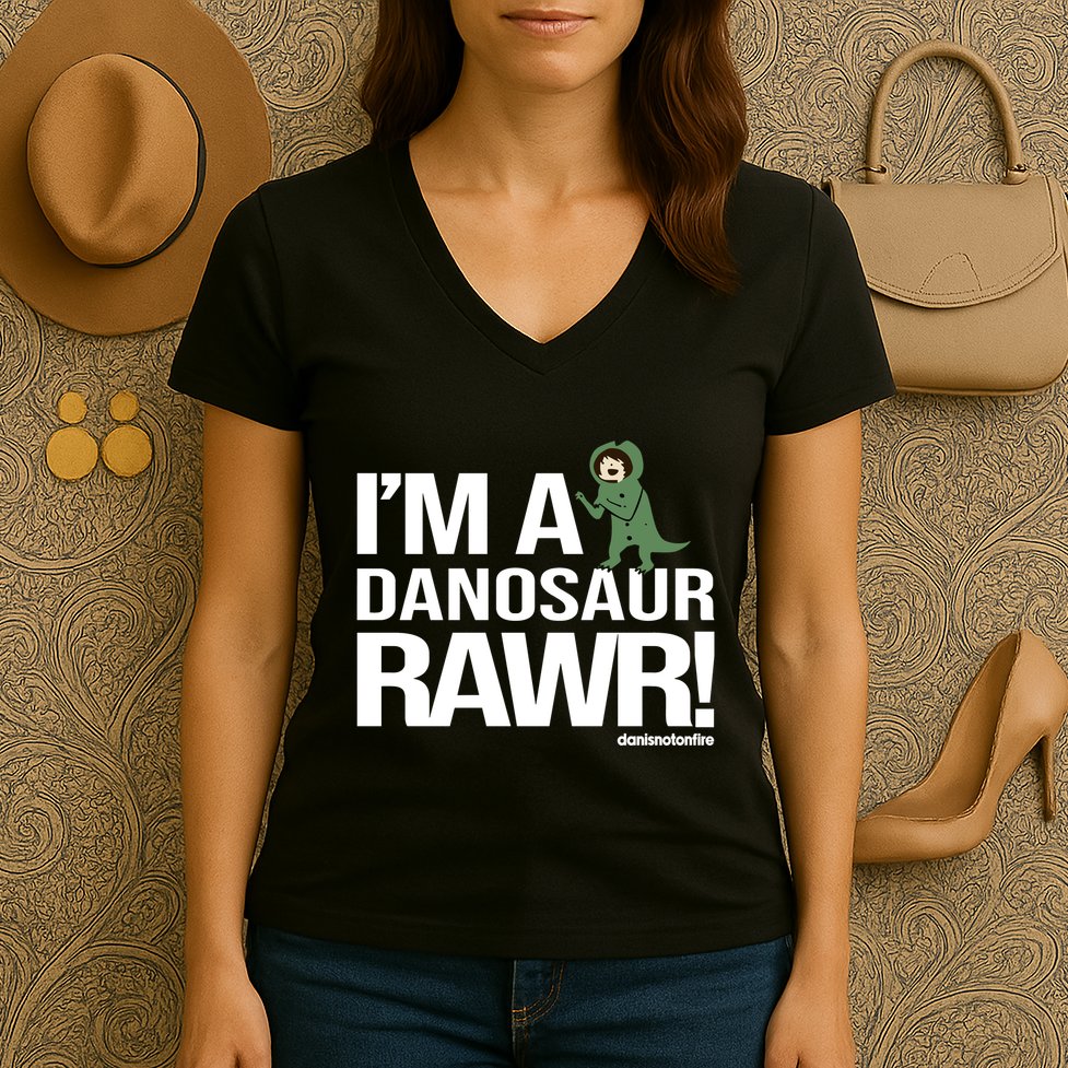 Danisnotonfire IM A Dinosaur Rawr Women's V-Neck T-Shirt