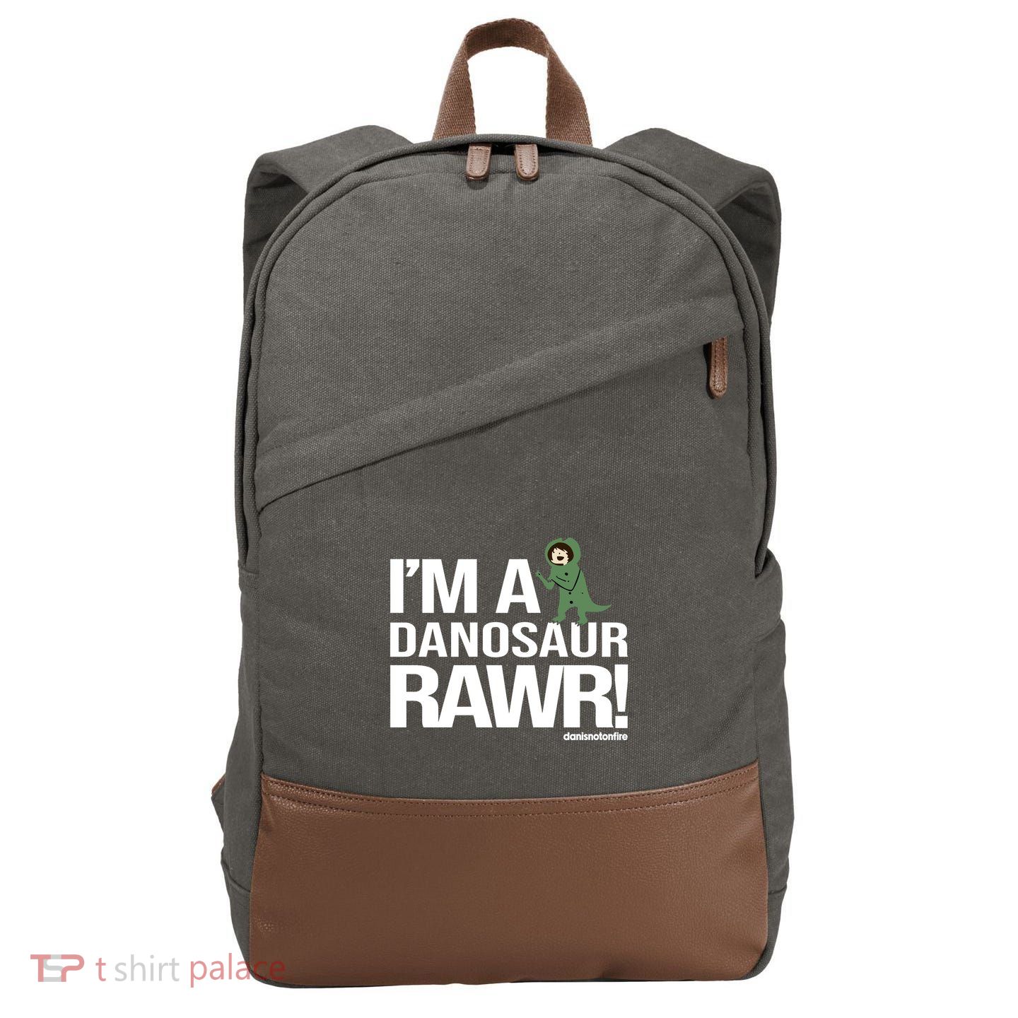 Danisnotonfire IM A Dinosaur Rawr Cotton Canvas Backpack