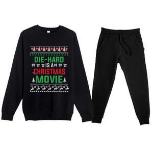 Diehard Is A Christmas Movie Funny Ugly Christmas Pajama Great Gift Premium Crewneck Sweatsuit Set