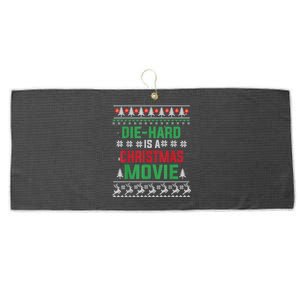 Diehard Is A Christmas Movie Funny Ugly Christmas Pajama Great Gift Large Microfiber Waffle Golf Towel