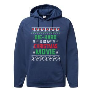 Diehard Is A Christmas Movie Funny Ugly Christmas Pajama Great Gift Performance Fleece Hoodie