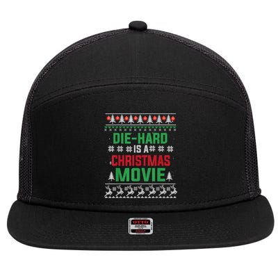 Diehard Is A Christmas Movie Funny Ugly Christmas 7 Panel Mesh Trucker Snapback Hat