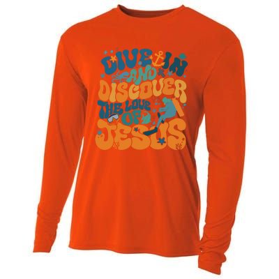 Dive In And Discover The Love Of Jesus Scuba Diving Vbs 2024 Funny Gift Cooling Performance Long Sleeve Crew