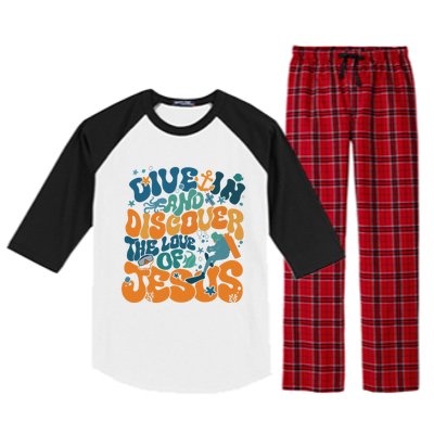 Dive In And Discover The Love Of Jesus Scuba Diving Vbs 2024 Funny Gift Raglan Sleeve Pajama Set