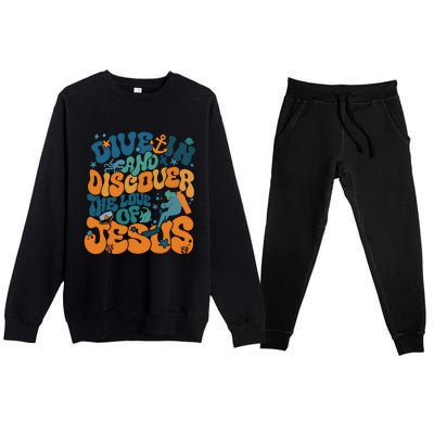 Dive In And Discover The Love Of Jesus Scuba Diving Vbs 2024 Funny Gift Premium Crewneck Sweatsuit Set