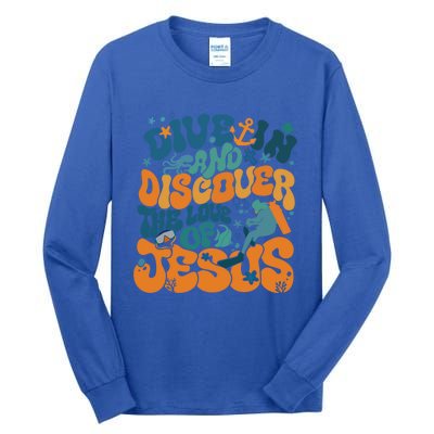 Dive In And Discover The Love Of Jesus Scuba Diving Vbs 2024 Funny Gift Tall Long Sleeve T-Shirt