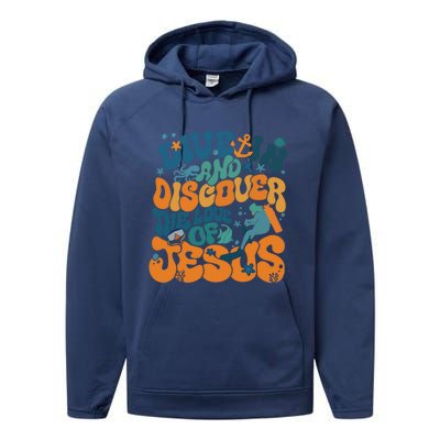 Dive In And Discover The Love Of Jesus Scuba Diving Vbs 2024 Funny Gift Performance Fleece Hoodie