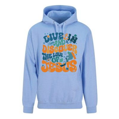 Dive In And Discover The Love Of Jesus Scuba Diving Vbs 2024 Funny Gift Unisex Surf Hoodie