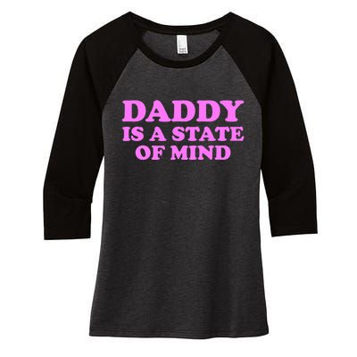 Daddy Is A State Of Mind Apparel Women's Tri-Blend 3/4-Sleeve Raglan Shirt